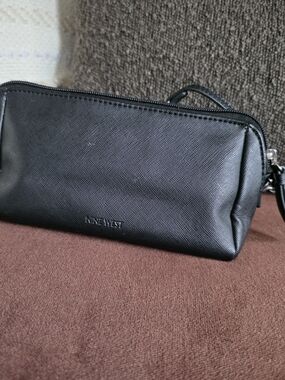 Nine West Black Make Up Pouch with Mirror Strap